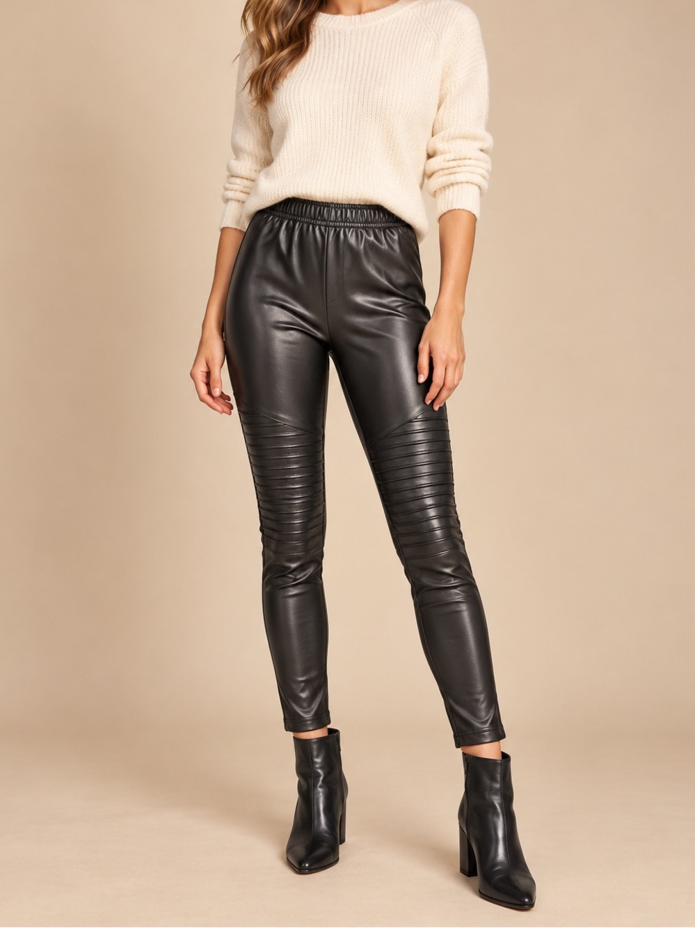 Plush Black Faux Leather Moto Leggings Warm Fleece Lined Size S NWT